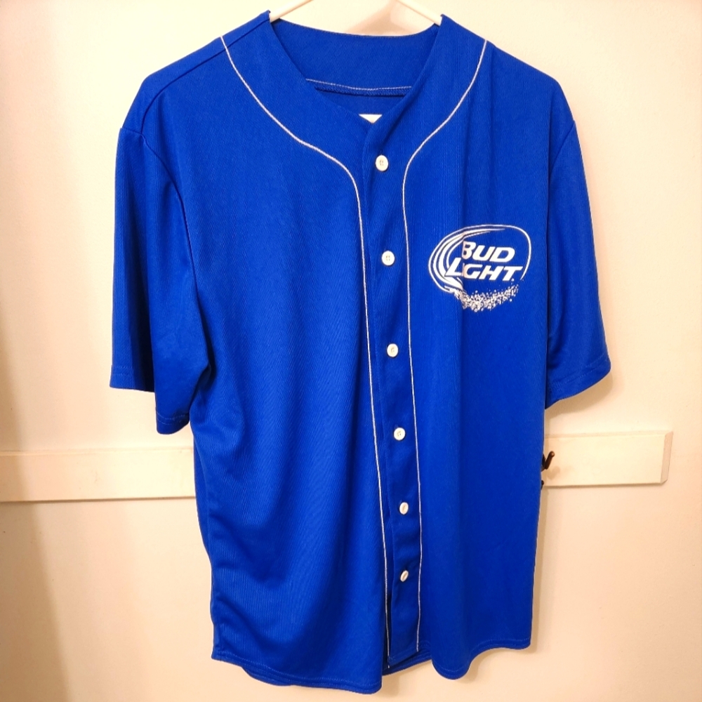 Bud Light Blue Baseball Jersey - size small